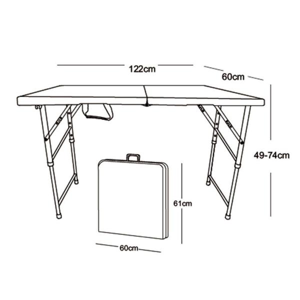 Imagem de Mesa Retangular Dobrável Ao Meio 1,22 M - Tipo Maleta