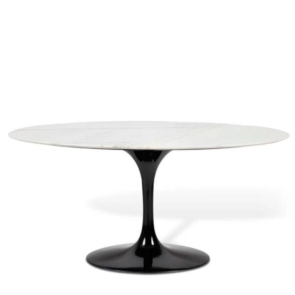 Imagem de Mesa Saarinen Tulipa Oval Espirito Santo 198x122cm Branco/Preto