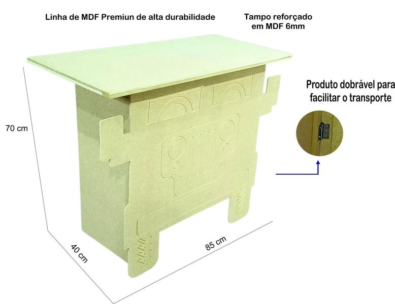 Imagem de Mesa Safari Carrinho Decoração de Festa Cenário Dobravel Parabéns Montada