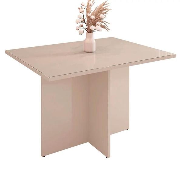 Imagem de Mesa Sala De Jantar 120 Cm Tampo Com Vidro Paris Off White