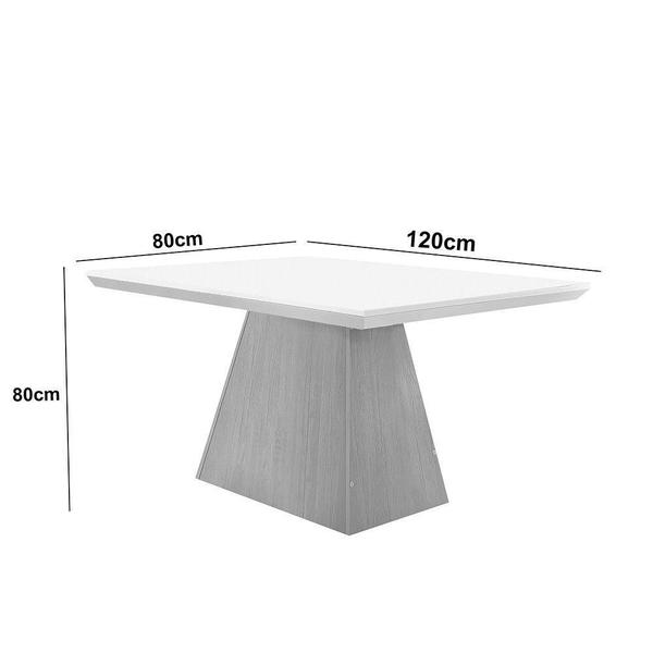 Imagem de Mesa Sala De Jantar Aida 120cm Em Mdf E Vidro Off White