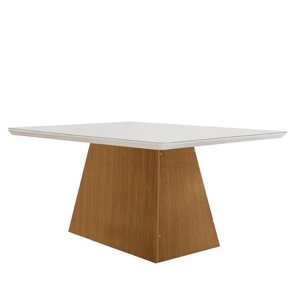 Imagem de Mesa Sala De Jantar Aida 120cm Em Mdf E Vidro Off White