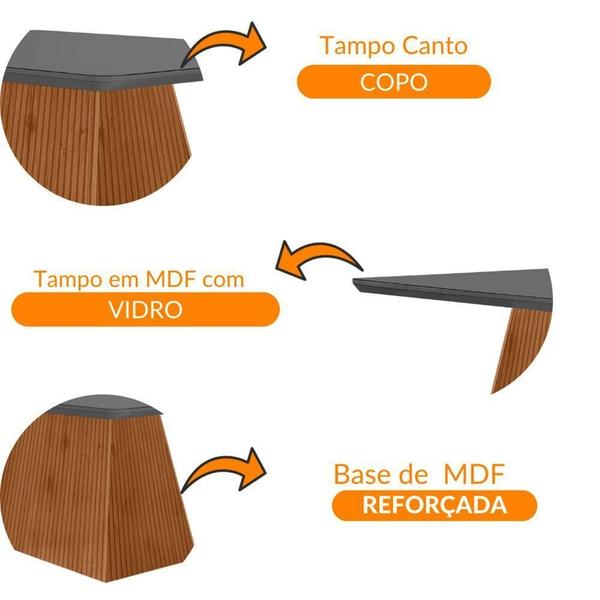 Imagem de Mesa Sala De Jantar Aida 180cm Em Mdf E Vidro Com Canto Copo