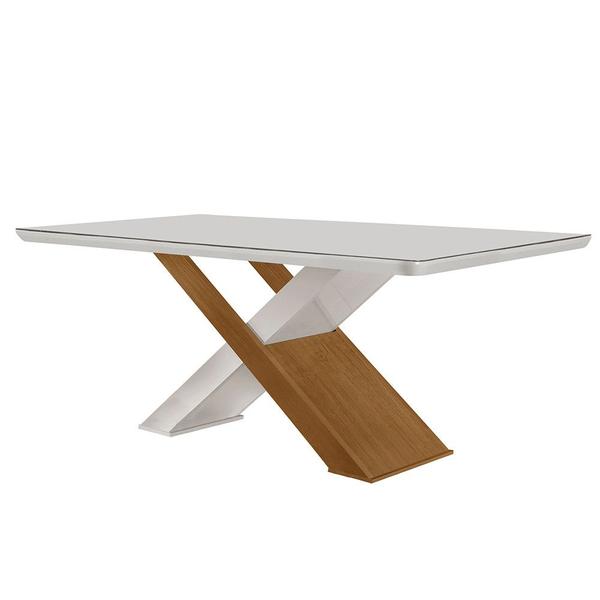 Imagem de Mesa Sala de Jantar Carol 180cm Em MDF e Vidro Com Canto Copo