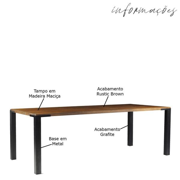 Imagem de Mesa Sala de Jantar Cozinha Bladel 120cm Grafite Madeira Maciça Rustic Brown G54 - Gran Belo