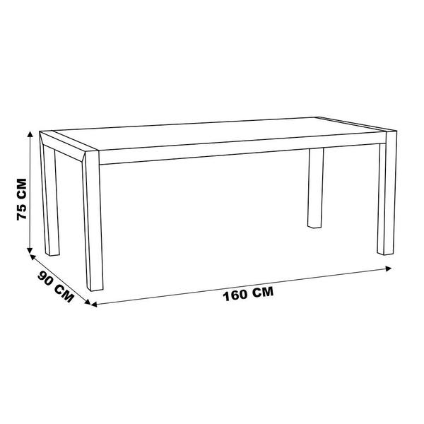 Imagem de Mesa Sala de Jantar Cozinha Dumai 160cm Madeira Maciça Walnut Escovado G54 - Gran Belo