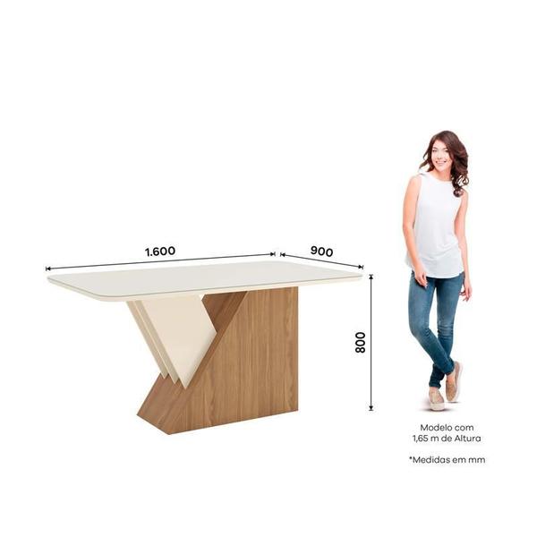 Imagem de Mesa Sala de Jantar Epic 1600mm Canto Arredond com Vidro Nature/Off White - Henn