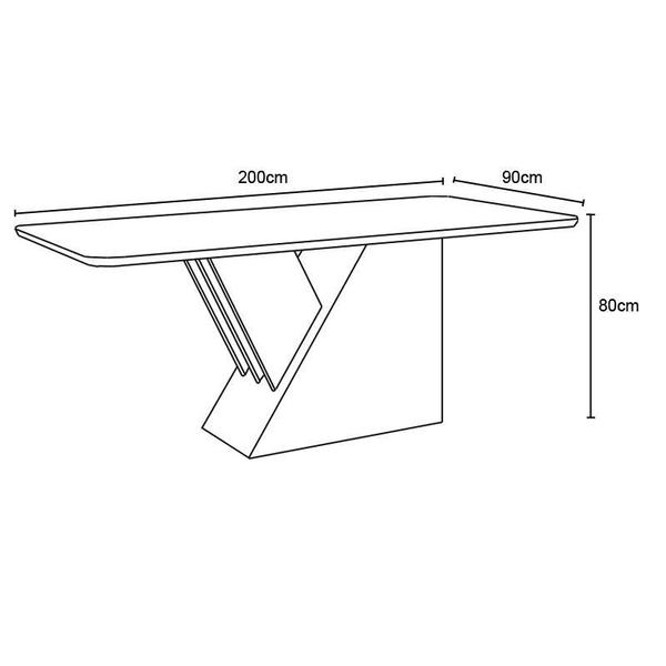 Imagem de Mesa Sala de Jantar Epic 2000mm Canto Arredond com Vidro Nature/Off White - Henn