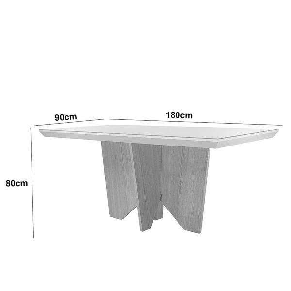 Imagem de Mesa Sala de Jantar Evora 180cm Em MDF e Vidro Com Canto Copo