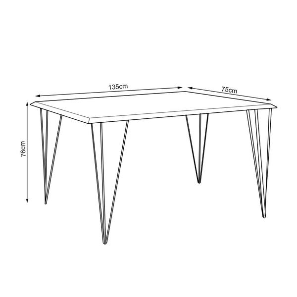 Imagem de Mesa Sala de Jantar Industrial Clips Amêndoa 135x75 com 6 Cadeiras Eiffel Pretas de Ferro Preto