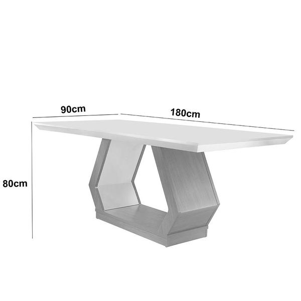 Imagem de Mesa Sala de Jantar Lara 180cm Em MDF e Vidro Com Canto Copo