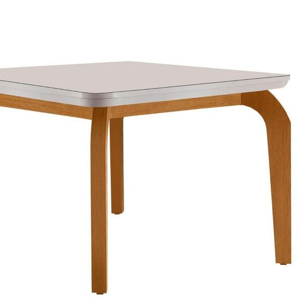 Imagem de Mesa Sala De Jantar Liz 180cm Em Mdf E Vidro Com Canto Copo