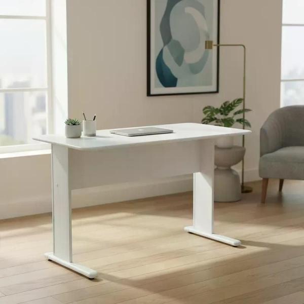 Mesa Secretária Maxxi Sem Gaveta Cor Cinza Cristal - Pandin - Mesa