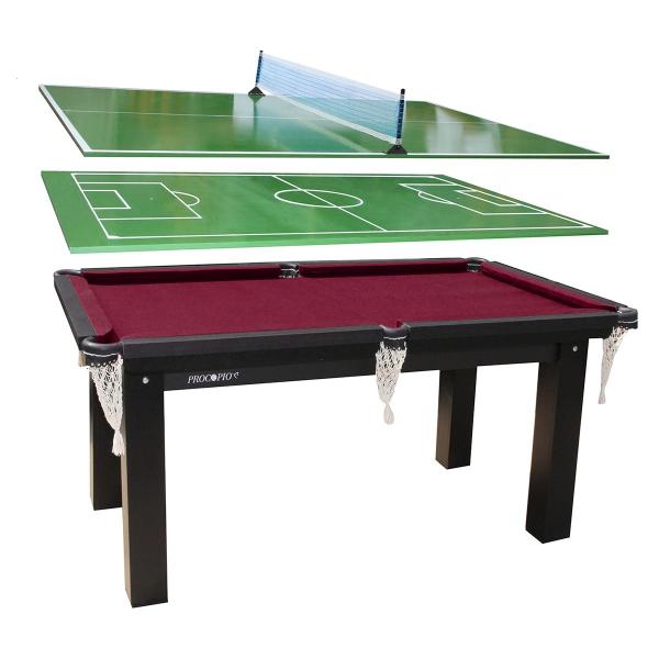 Imagem de Mesa Sinuca Bilhar, Futebol Botão,Ping Pong 1.85 x 1.07 T Vinho