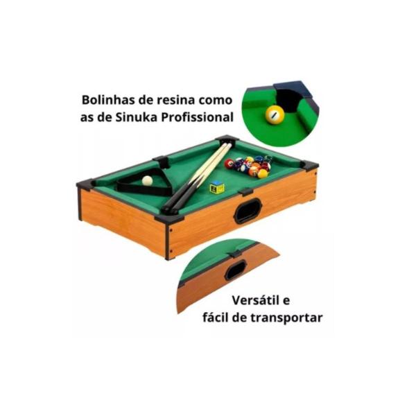 Imagem de Mesa Sinuca Bilhar Madeira Mini Infantil Tacos Giz Completa