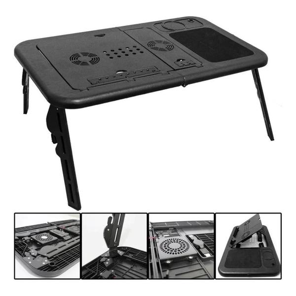 Imagem de Mesa Suporte Articulada Dobravel P/ Notebook Com Cooler Sofa Cama