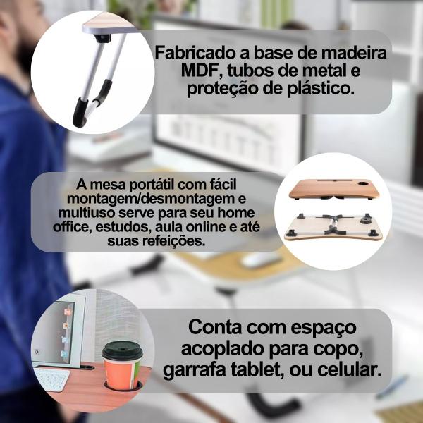 Imagem de Mesa Suporte Para Notebook Tablet Multiuso Dobrável Cama