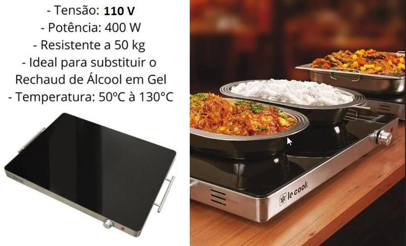 Imagem de Mesa Térmica Rechaud Elétrico Vidro Temperado 400w 220v