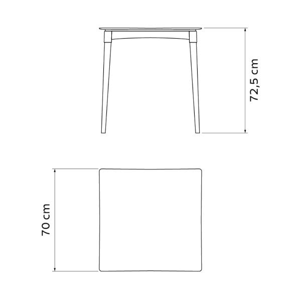 Imagem de Mesa Tramontina Diana 70x70 cm em Polipropileno Preto com Pernas de Madeira Eucalipto