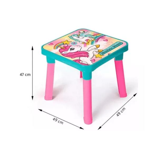 Imagem de Mesa Unicornio Infantil Didática Cadeira Rosa Com Tampo