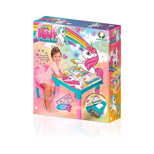 Imagem de Mesa Unicornio Infantil Didática Cadeira Rosa Com Tampo