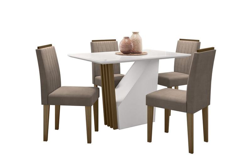 Imagem de Mesa Veneza 120 4 cadeiras Ana Imbuia/Off White Vl. Liso