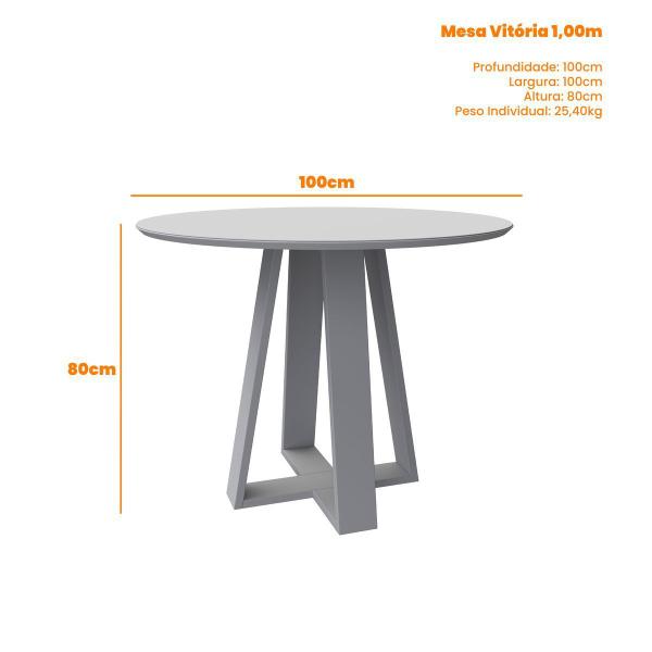 Imagem de Mesa Vitória 100 4 cadeiras Isis Ypê/Off White Vl. Linho