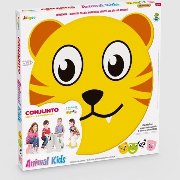 Imagem de Mesinha amarela didatica tiger banquinho desmontavel animalkids mesa infantil