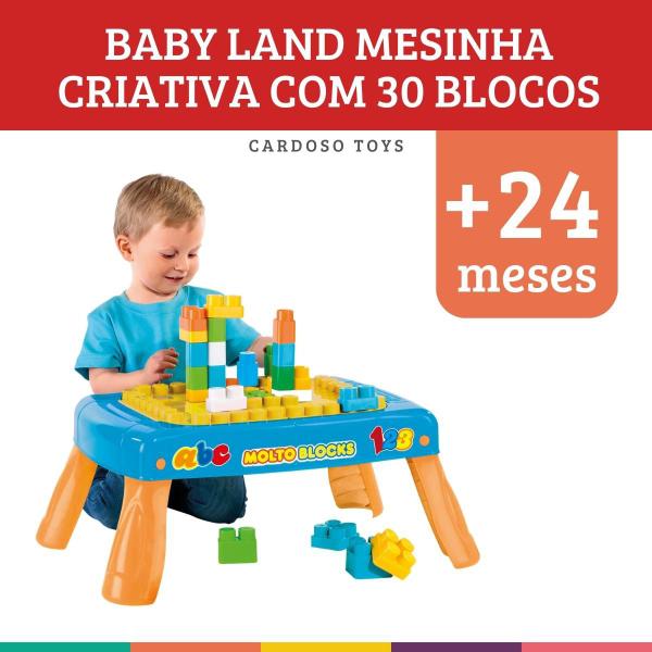 Imagem de Mesinha Azul com 20 Blocos Baby Land Criativa Cardoso Toys