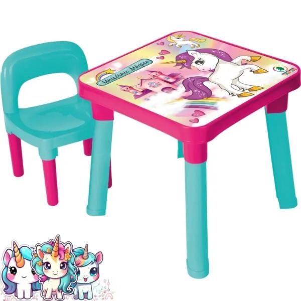 Imagem de Mesinha com Cadeira Infantil Unicornio - 0480E