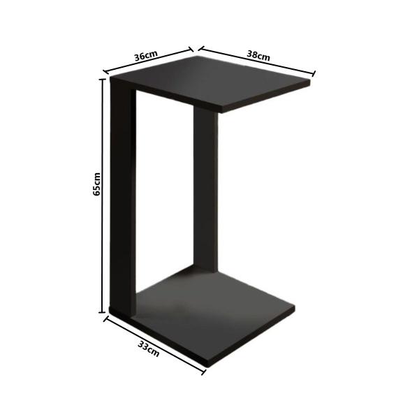 Imagem de Mesinha De Canto Móvel Apoio Lateral Sofá Madeira Sala Preto