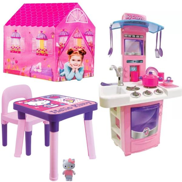 Imagem de Mesinha Didática Infantil Hello Kitty +Casinha e Big Cozinha