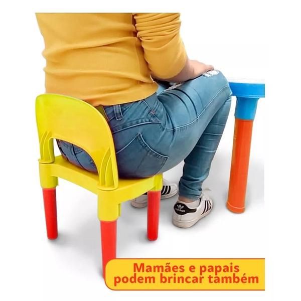 Mesinha Infantil Didática Mesa 2 Cadeiras Divisória - MONTE LIBANO Imagem de Mesinha Infantil Didática Mesa 2 Cadeiras Divisória