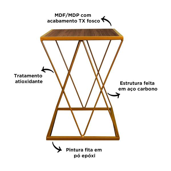 Imagem de Mesinha Lateral Alta Moderna p/ Decoração Sala Quarto Colima