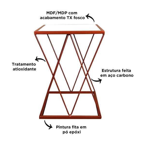 Imagem de Mesinha Lateral Alta Moderna p/ Decoração Sala Quarto Colima