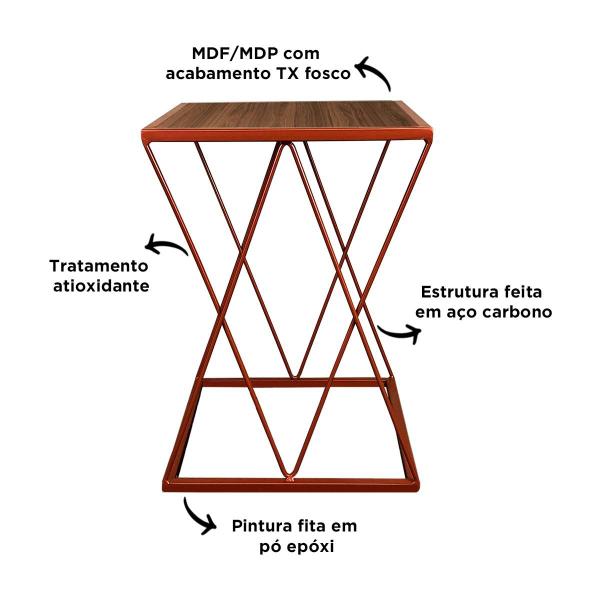 Imagem de Mesinha Lateral Alta Moderna p/ Decoração Sala Quarto Colima