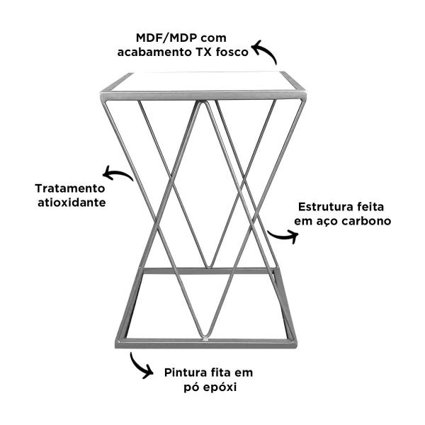 Imagem de Mesinha Lateral Alta Moderna p/ Decoração Sala Quarto Colima