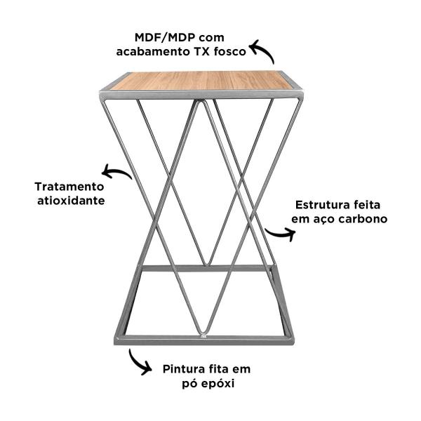Imagem de Mesinha Lateral Alta Moderna p/ Decoração Sala Quarto Colima