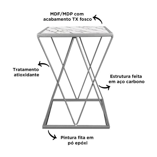 Imagem de Mesinha Lateral Alta Moderna p/ Decoração Sala Quarto Colima