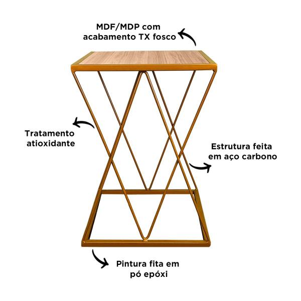 Imagem de Mesinha Lateral Alta Moderna p/ Decoração Sala Quarto Colima