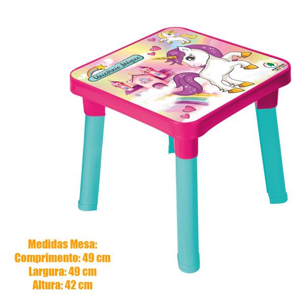 Imagem de Mesinha Mesa Infantil Plástico C/ Cadeira Unicórnio Oferta