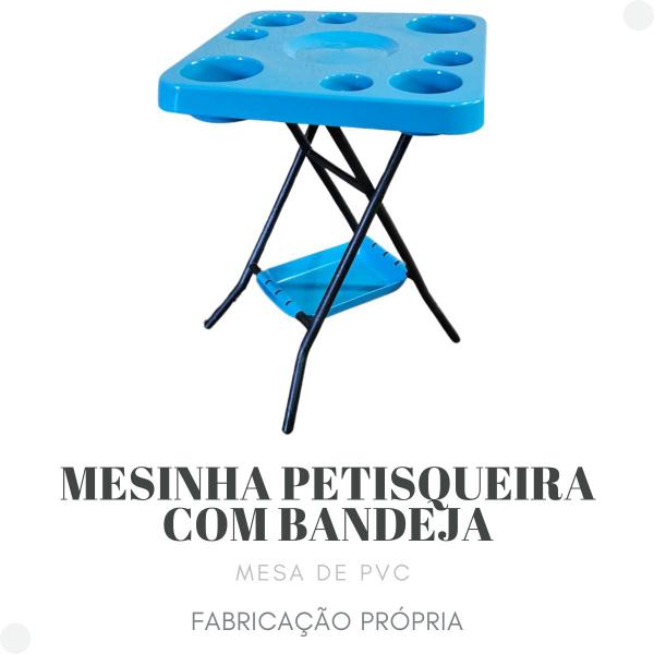 Imagem de Mesinha petisqueira dobrábel azul com bandeja 