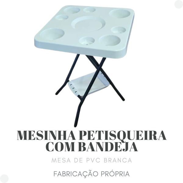 Imagem de Mesinha petisqueira dobrábel branca com bandeja