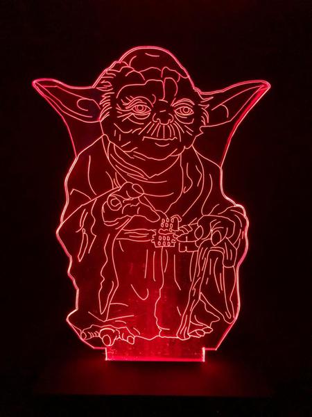 Imagem de Mestre Yoda, Star Wars, Luminária Led, 16 Cores+controle, Decoração, Abajur