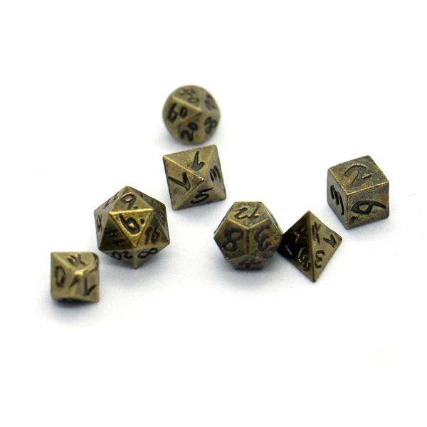 Imagem de Metal Mini Jogo De Tabuleiro Arqueado Conjunto De Dados 7pcs Poliédrico Rpg Jogo De Mesa De