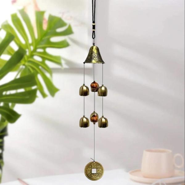 Imagem de Metal Wind Chimes para Garden Decor, Ornamento suspenso, Decoração ao ar livre, 6 Bells