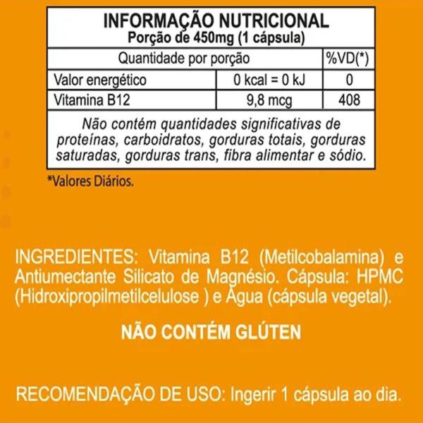 Imagem de Metilcobalamina Vitamina B12 1 Cápsula Ao Dia 60 Cápsulas