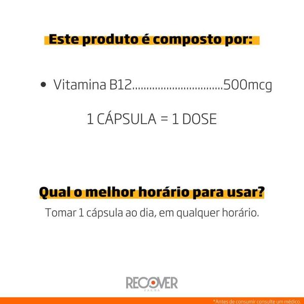 Imagem de Metilcobalamina (Vitamina B12 500 mcg) - 60 cápsulas (60 doses) - Recover Farma