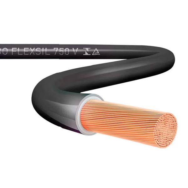 Metro Fio Cabo Flexível Preto 50,00 Mm Anti Chama Sil Imagem de Metro Fio Cabo Flexível Preto 50,00 Mm Anti Chama Sil