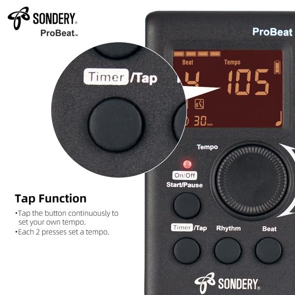 Imagem de Metrônomo Digital Sondery ProBeat para Guitarra, Piano e Bateria